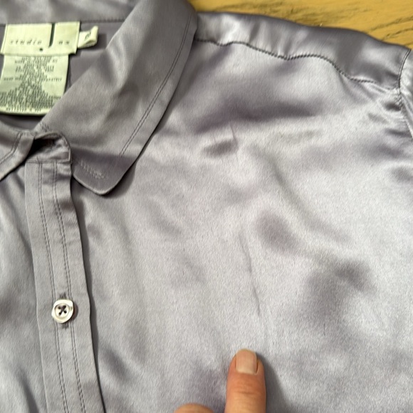 Studio Jax lilac button down silk blouse, Sz 12 - Picture 6 of 12